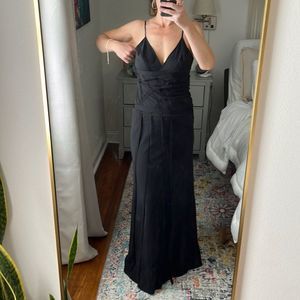 Nicole Miller Collection Silk Long Black Dress Ribbon Dress Size 6